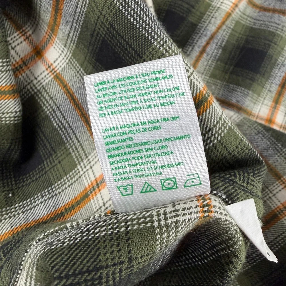 LRG‎ Lifted Research Group Shirt Mens L Green Plaid Flannel Buttoned Long Sleeve